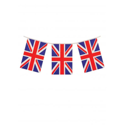 Girlande mit Union-Jack-Flagge, 10 m, 20 PVC-Flaggen, 20 x 31 cm, wetterfest