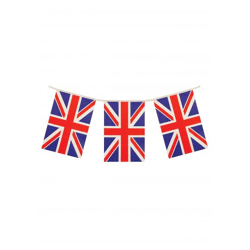Garland with Union Jack flag, 4 m - 11 PVC flags 20 cm x 30 cm, British national decoration