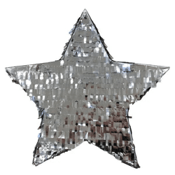 Glamouröse Silberne Stern-Piñata, ca. 36cm | Funkelnder Party-Spaß
