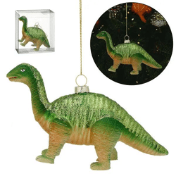 Glas-Dinosaurier als Christbaumschmuck, Originelle Dekoration, 16cm Breit
