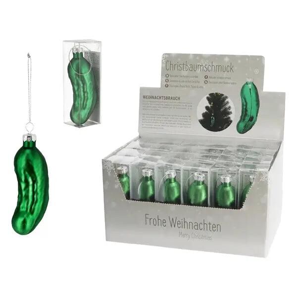 Glas-Gurke als Christbaumschmuck, Traditionelle Weihnachtsdekoration, 11cm