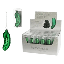 Glas-Gurke als Christbaumschmuck, Traditionelle Weihnachtsdekoration, 11cm