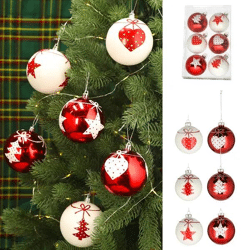 Glas Weihnachtskugeln, Rot & Weiß, 6 cm, 6er Set