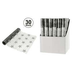 Glimmernde Silbersterne: Grauer Glitzer-Dekostoff, ca. 28x200cm - Elegantes Heimtextil