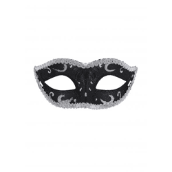 Glitzer Augenmaske In Schwarz & Silber Mit Silberbesatz