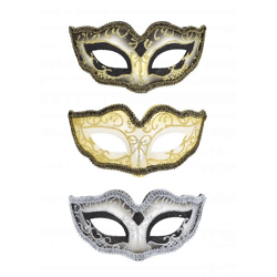 Glitzer-Augenmaske mit Metallic-Rand, 3 verschiedene Farben, Karnevals- und Partyzubehör