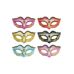 Glitzer-Augenmaske mit metallischem Rand, 6 verschiedene Farben