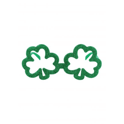 Glitzer Erwachsene Klee Brillen: Schimmernder Dekor & Partyzubehör