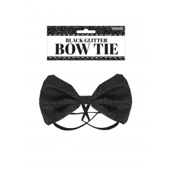 Glitzer Fliege Schwarz 12 x 7 cm - Elegante Schleife für Party & Gala