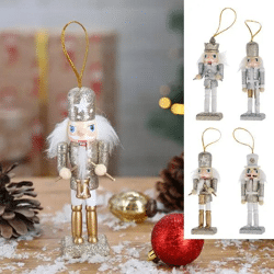 Glitzernde Gold-Silber Nussknacker - Set von 4, 13cm Höhe - Festliche Weihnachtsdekoration