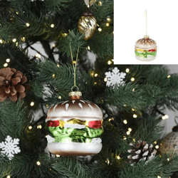 Glitzernder Glas-Hamburger Weihnachtsbaum-Anhänger, Festliche Deko, 10cm