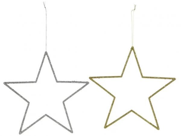 Glitzernder Sternenh&auml;nger, 2er-Set, Mittel, Ca. 18 cm Durchmesser - Leuchtende Deko