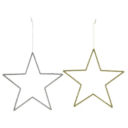 Glitzernder Sternenhänger, 2er-Set, Mittel, Ca. 18 cm Durchmesser - Leuchtende Deko