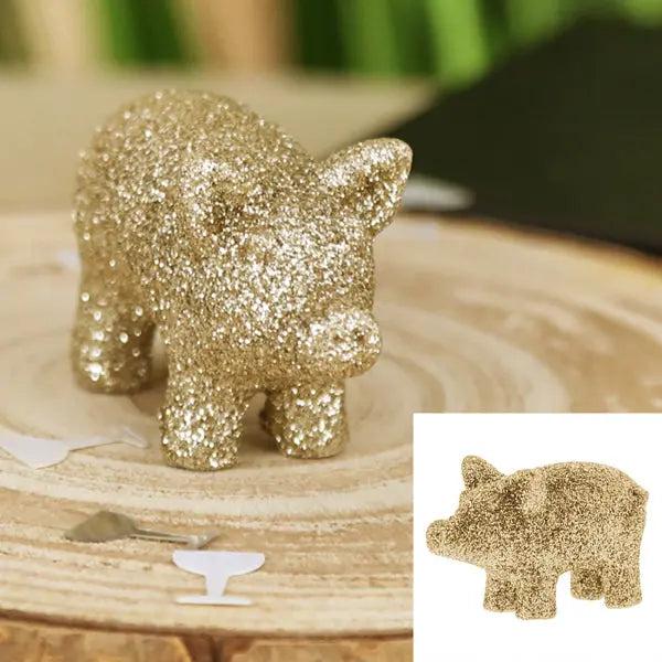 Glitzerndes Gl&uuml;cksschwein in Champagnergold, Ca. 5,5 cm &ndash; Perfektes Gl&uuml;cksbringer-Geschenk