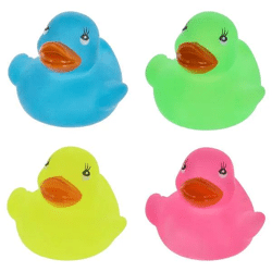 Glow-in-the-Dark Badeenten-Set - 4 Stück, ca. 5cm hoch, Lustige Leuchtende Spielzeugenten