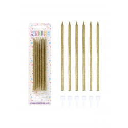 Goldene Glitzer Partykirschen 14cm mit Haltern, 6er Set