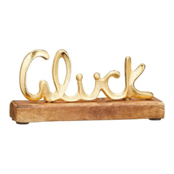 Goldene Glücksinschrift auf Standfuß, Klein, ca. 8cmH - Inspirierende Dekorakzente für Ihr Zuhause