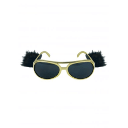 Goldene Rock N Roll Perücke für Erwachsene mit Koteletten, glänzend