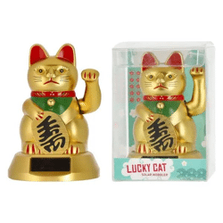 Goldene Solar-Wackelkatze, 8cm - Umweltfreundliche Schreibtischdeko