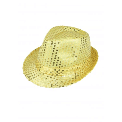 Goldener Gangsterhut mit Pailetten für Erwachsene – glamouröses Kostümzubehör