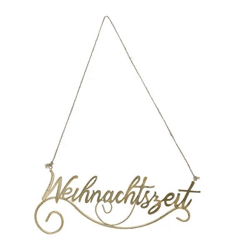 Goldener Hänger 'Weihnachtszeit', Eisen/Jute, 26 cm