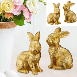 Goldener Hase, 2er Pack, ca. 12cmH - Elegante Osterdekoration
