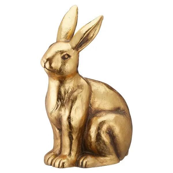 Goldener XL sitzender Hase - Gro&szlig;e 42cm Dekofigur f&uuml;r Zuhause und Gartengestaltung