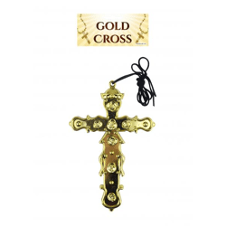 Goldenes Kreuz Anhänger 16cm - Inklusive 74cm Kordel, elegante Halskette