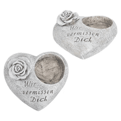 Grabdeko Herz - Erinnerungsstück mit Spruch, ca. 12x13 cm - Gedenkendes Symbol