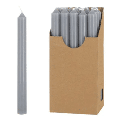 Graue Stabkerzen, 22cm, 20er Pack im Display - Elegante Moderne Beleuchtung