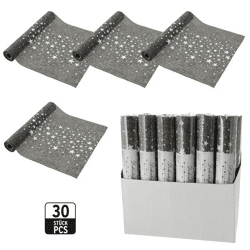 Grauer Dekostoff mit Weißen Sternen – Elegant, 28x200cm