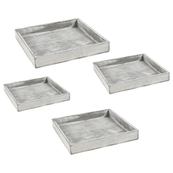 Graues Quadratisches Holztablett-Set, 4-teilig - Moderne Servierhelfer