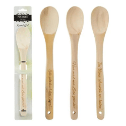 Gravierte Kochlöffel aus Holz mit Sprüchen - 3er Set, je 30cm