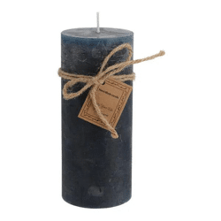 Große Blaue Gefrostete Stumpenkerze, Texturiert, 7x16cm