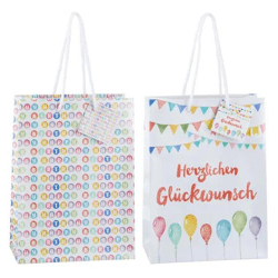 Große Bunte Geburtstags-Geschenktüten, 2er-Set, 32cm – Ideal für Geschenke
