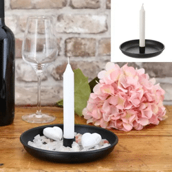 Große Elegante Schwarze Schale mit Kerzenständer, Durchmesser 18,5 cm