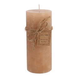 Große Gefrostete Stumpenkerze in Hellbraun, Stilvolles Wohnaccessoire, 7x16 cm