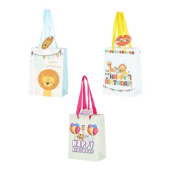 Große Geschenktüten für Kindergeburtstag, 3er Set, 32cm - Bunte Partytüten