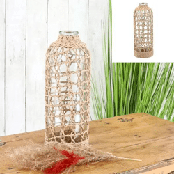 Große Glasvase mit Flechtmuster, Höhe 33cm