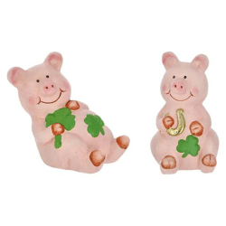 Große Glücksschweine – 2er Set, Glücksbringer Dekoration, Charmante Wohnaccessoires