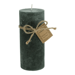 Große Grüne Gefrostete Stumpenkerze, Texturierte Oberfläche, 7x16cm