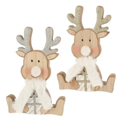 Große Hirschfiguren mit Schal, 2er-Set, Höhe ca. 20cm - Gemütliche Winterdekoration