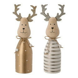 Große Holzhirsche, 2er-Set, Höhe ca. 25cm - Natürliche Dekofiguren