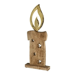 Große Kerze mit goldener Flamme auf dekorativem Sockel, 52cm Höhe – Perfekt für stilvolle Dekoration