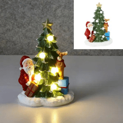 Große LED Landschaft mit Wichtel und Baum, Dekorative Szene, 25 cm Höhe