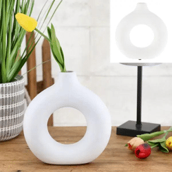 Große Mattweiße Keramikvase, Modernes Design, ca. 18x6x19 cm