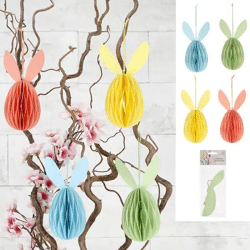 Große Osterhase Waben-Hänger, 4er-Set, 16.5cm Hoch