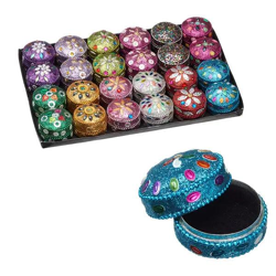 Große Runde Schmuckdose im Orient-Stil - 4,5 cm Durchmesser, Diverse Muster