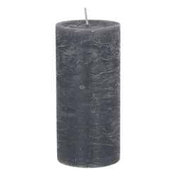 Große Rustikale Stumpenkerze in Grau, 7x15cm - Stilvolles Dekorelement