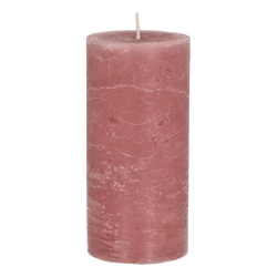 Große Rustikale Stumpenkerze in Rosa, 7x15cm - Gemütliches Dekorelement